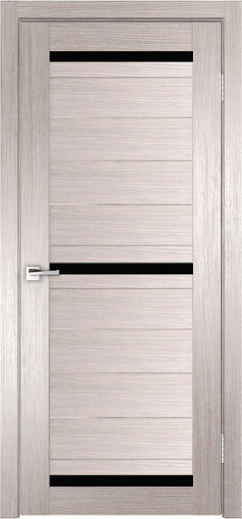 Фото Межкомнатная дверь Легенда Z-4 тон Белая лиственница Стекло Лакобель черное