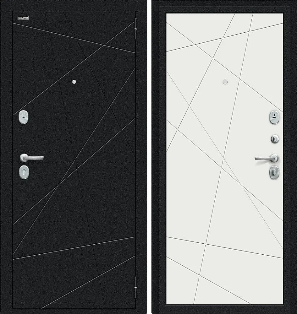 Фото Дверь Браво Граффити-5 Букле черное/Super White DIS006114